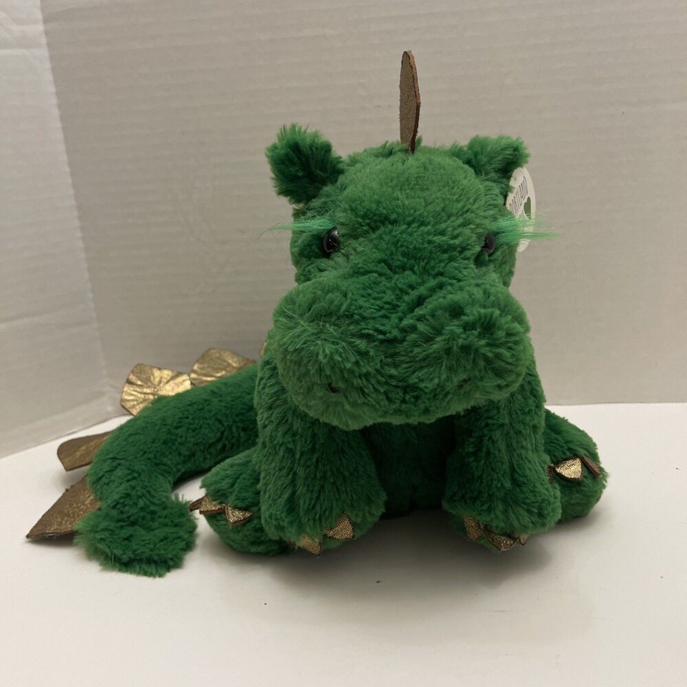 Portland Plush Dario Green Dragon Stuffed Animal Gold Accents 8” Soft With Tag